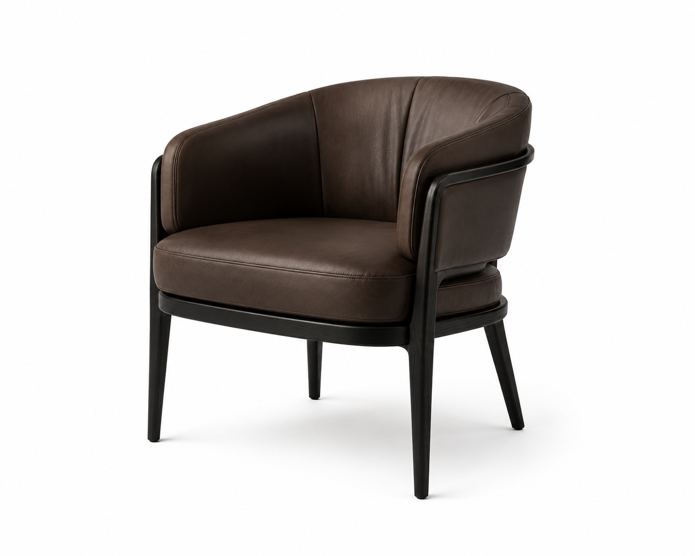 Le Fauteuil Bridge Lounge Épousant "Club" en Cuir Chocolat et Structure Noire