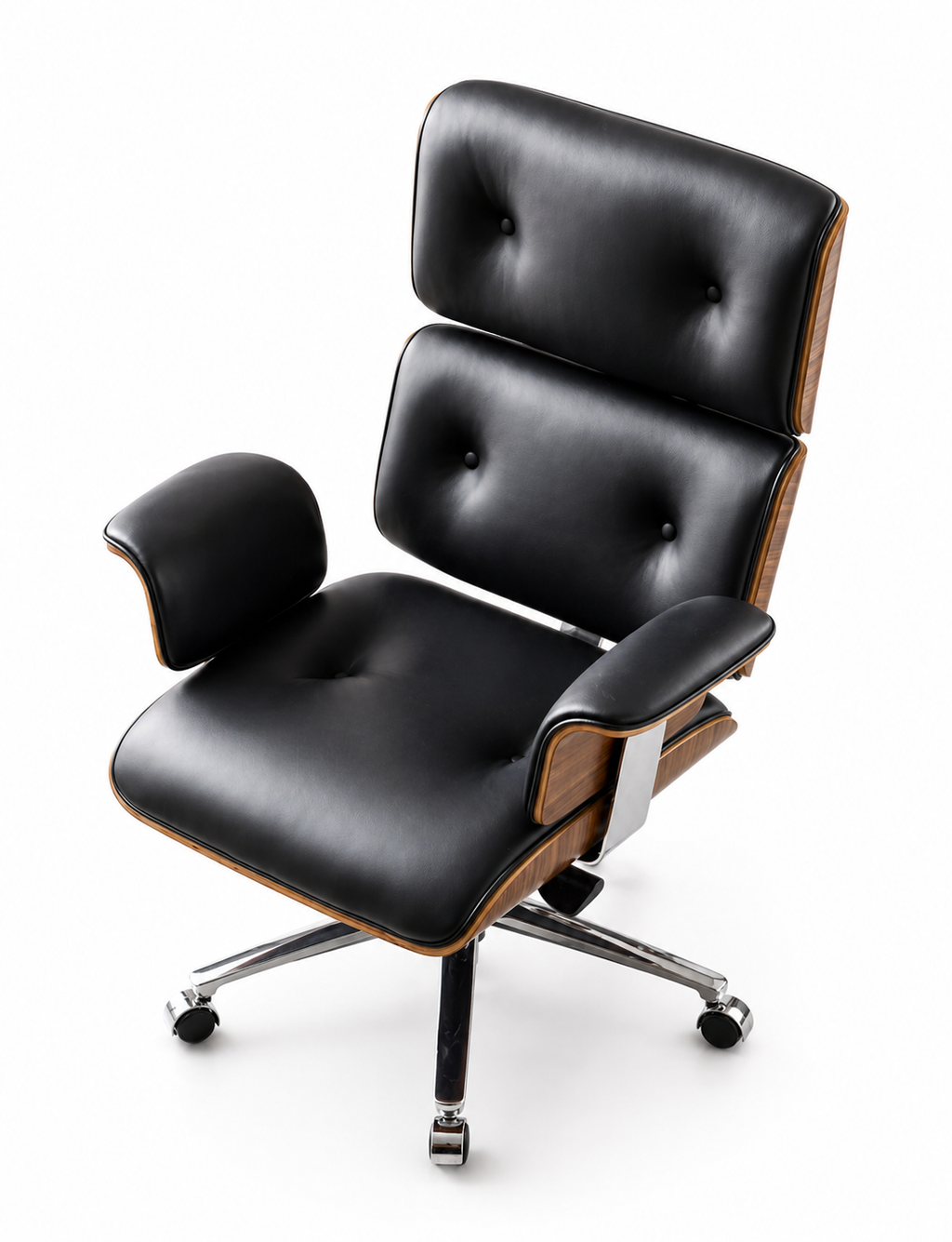 Le Fauteuil de Bureau de Direction Exécutif "Héritage" en Noyer et Cuir Noir