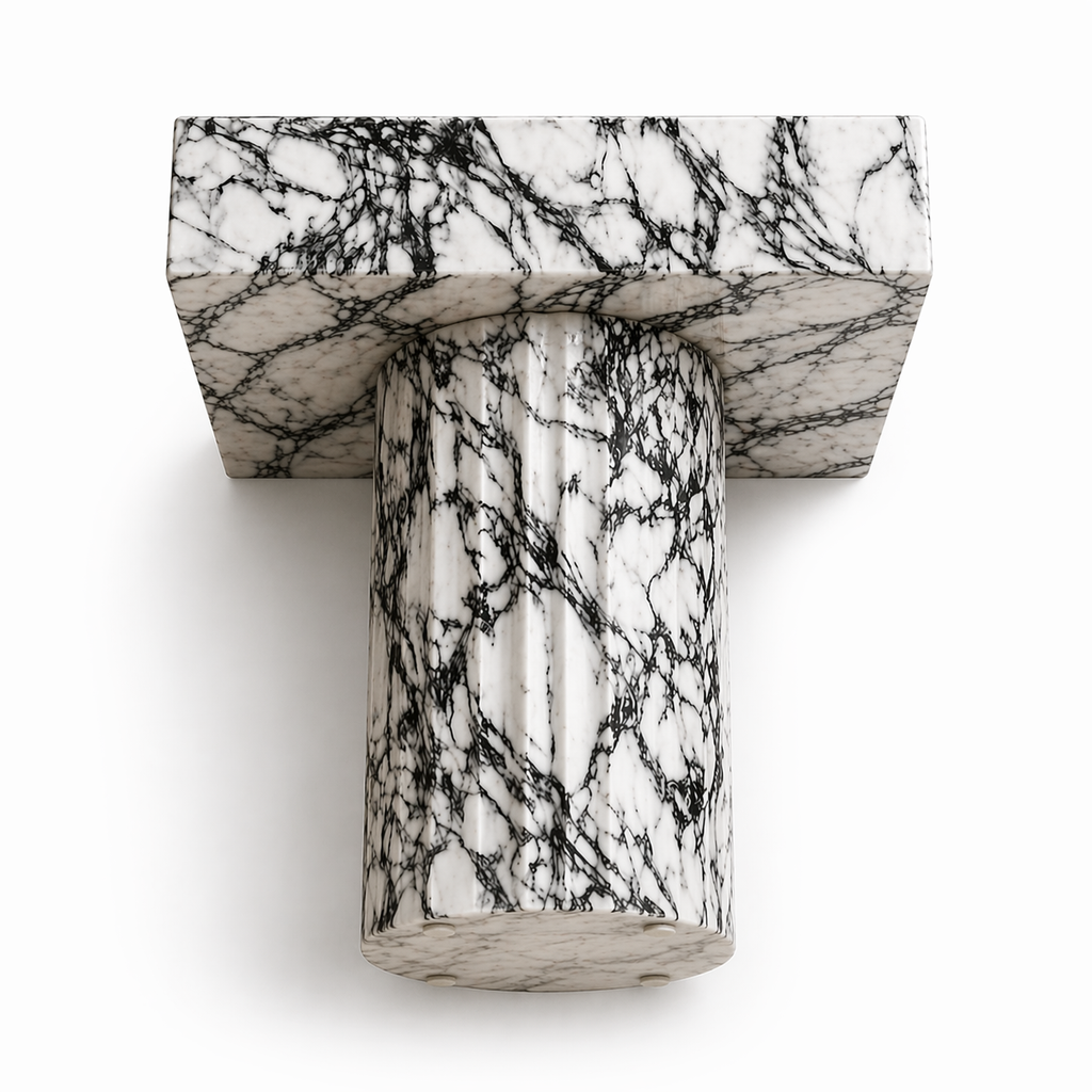 Le Lavabo Totem à Colonne Cannelée "Doric" en Marbre Arabescato