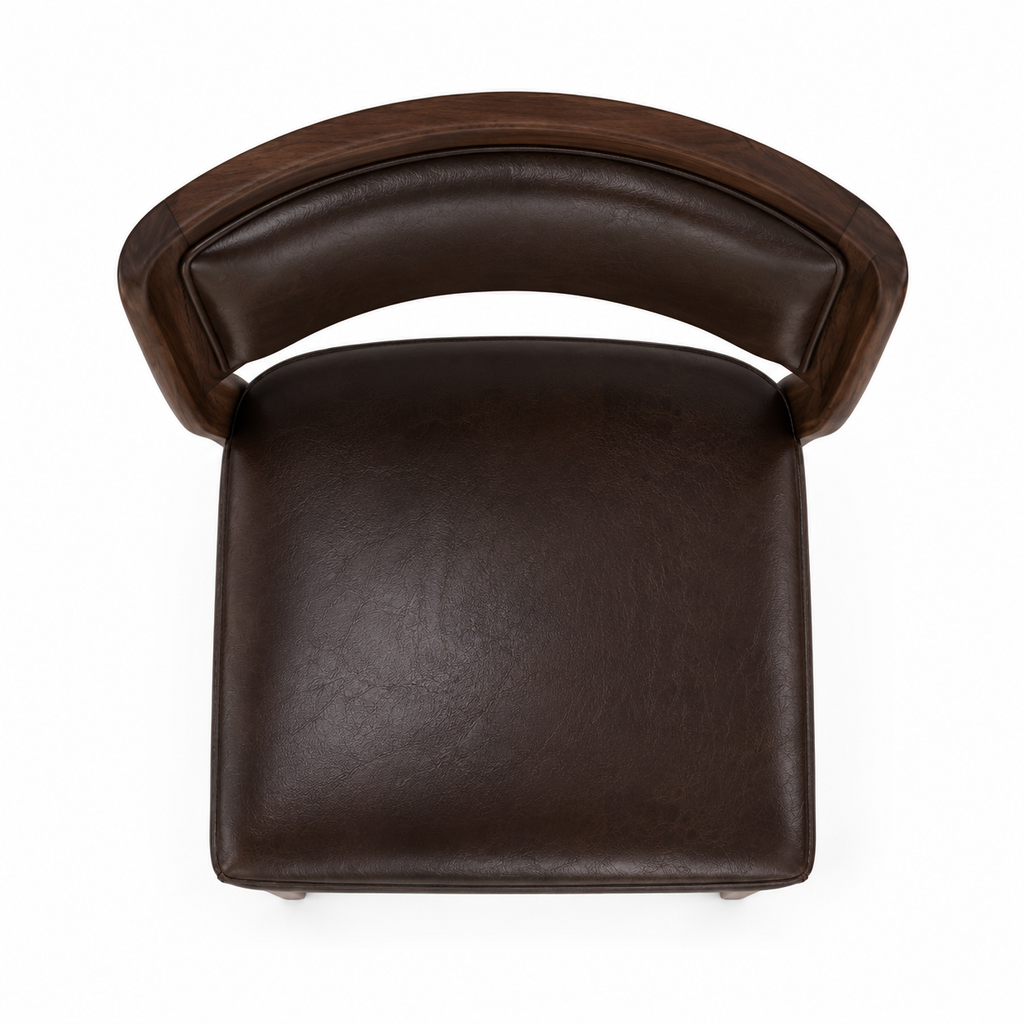 Le Tabouret de Bar Capitronné "Directoire" en Noyer et Cuir Sombre