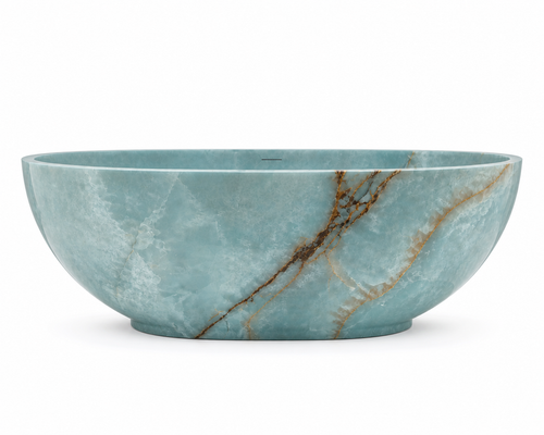 La Baignoire Îlot Monolithe Cristalline "Laguna" en Onyx Bleu