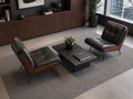 Le Fauteuil Lounge "Profil" en Cuir Noir et Palissandre