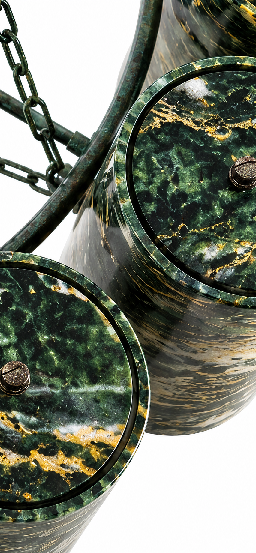 Le Lustre Monumental Couronne "Colonnade" en Marbre Vert Alpine