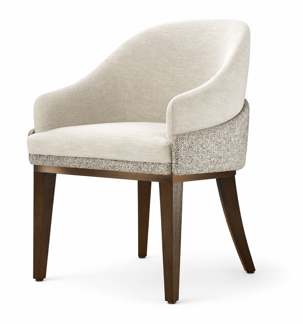 Le Fauteuil Bridge de Repas Organique "Couture" en Noyer et Laine Bouclée