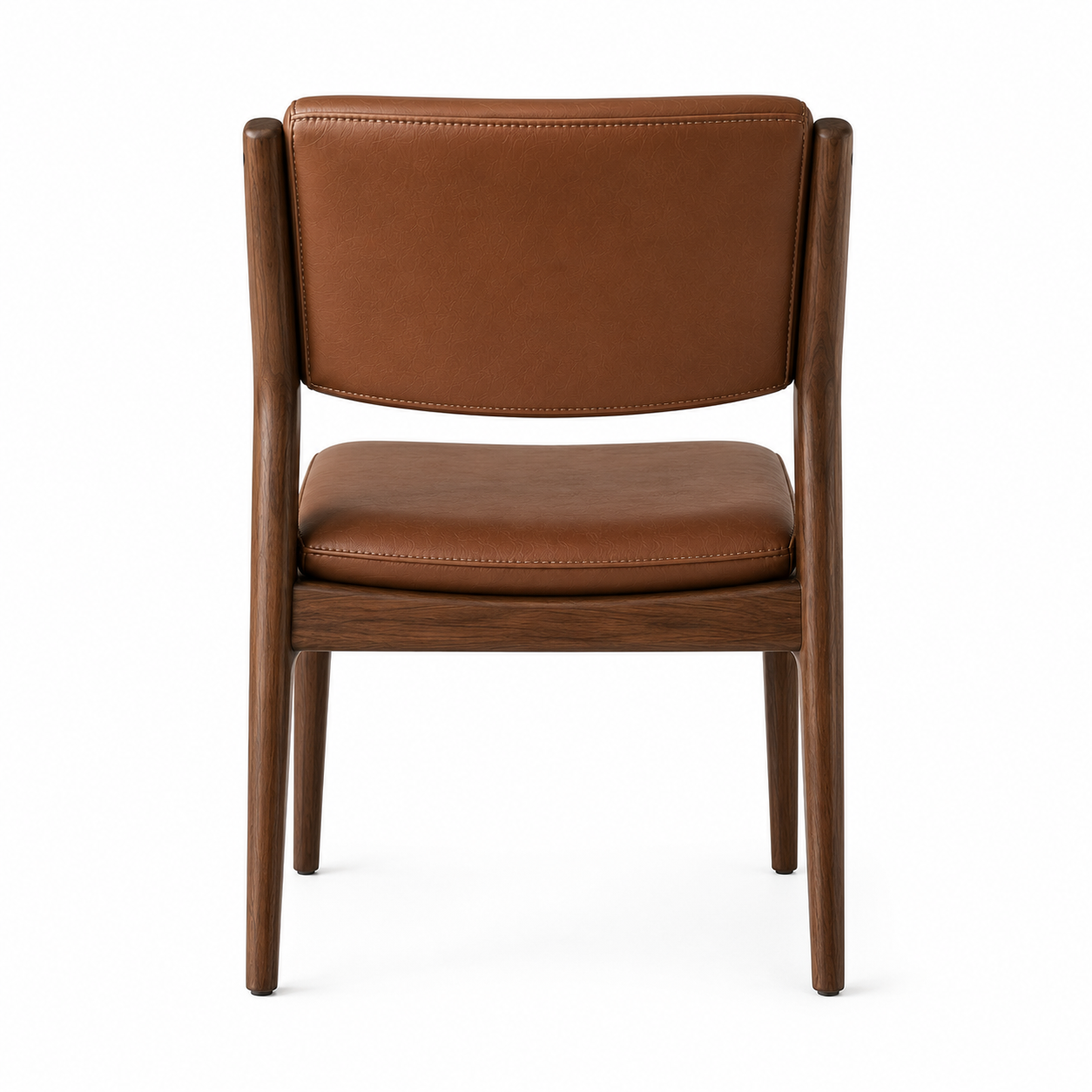 La Chaise de Repas Minimaliste "Sillage" en Noyer et Cuir Cognac