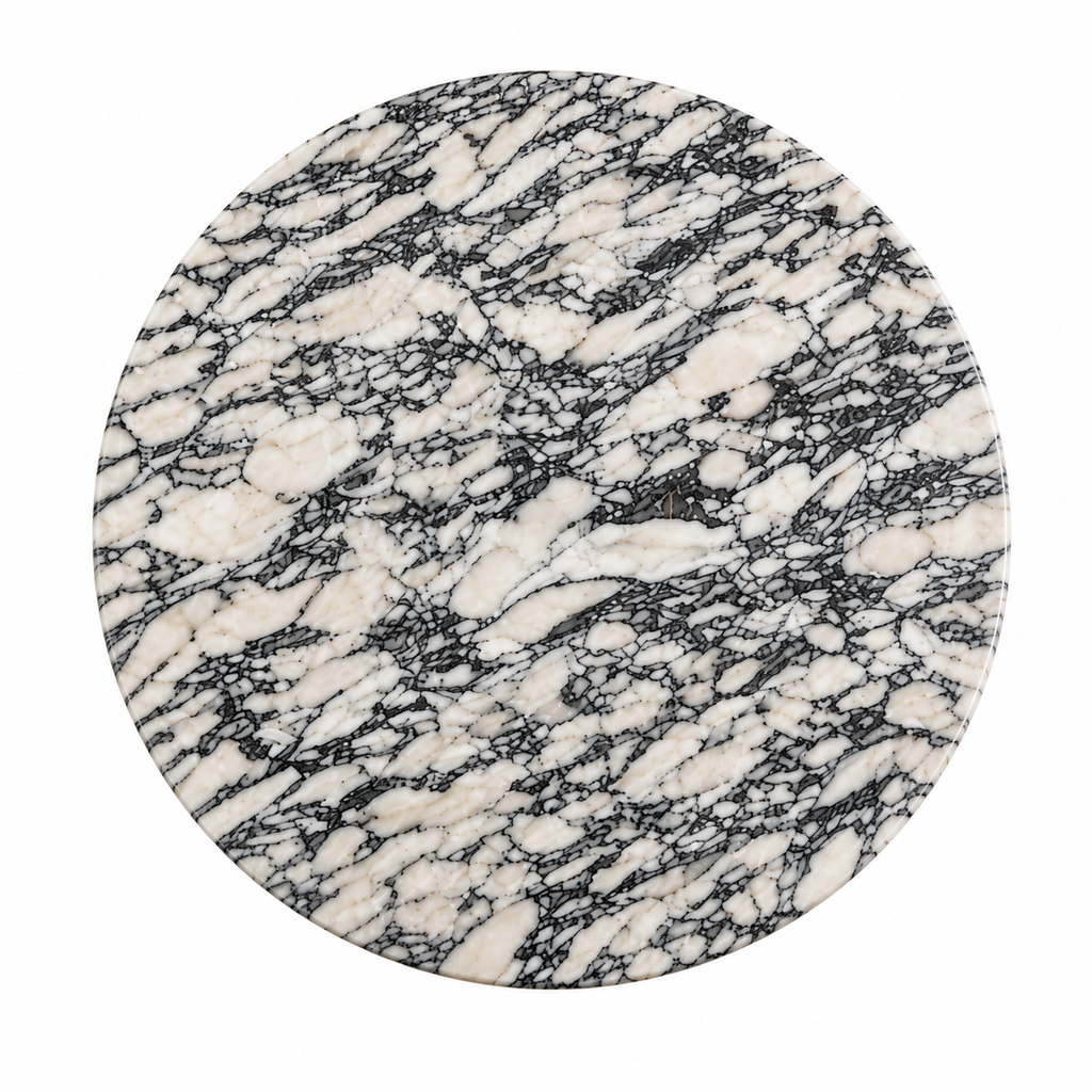 La Table Basse Circulaire Tri-Sphère "Sphère" en Marbre Arabescato