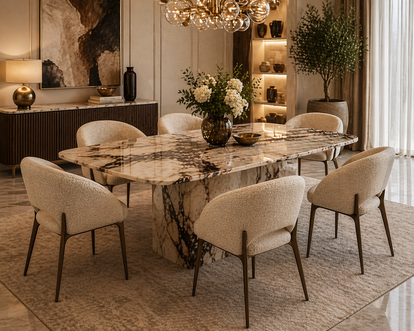 La Chaise "Aura" en Noyer et Bouclé