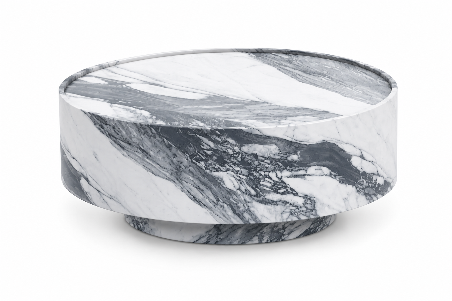 La Table Basse Circulaire "Cratère" en Marbre Copacabana