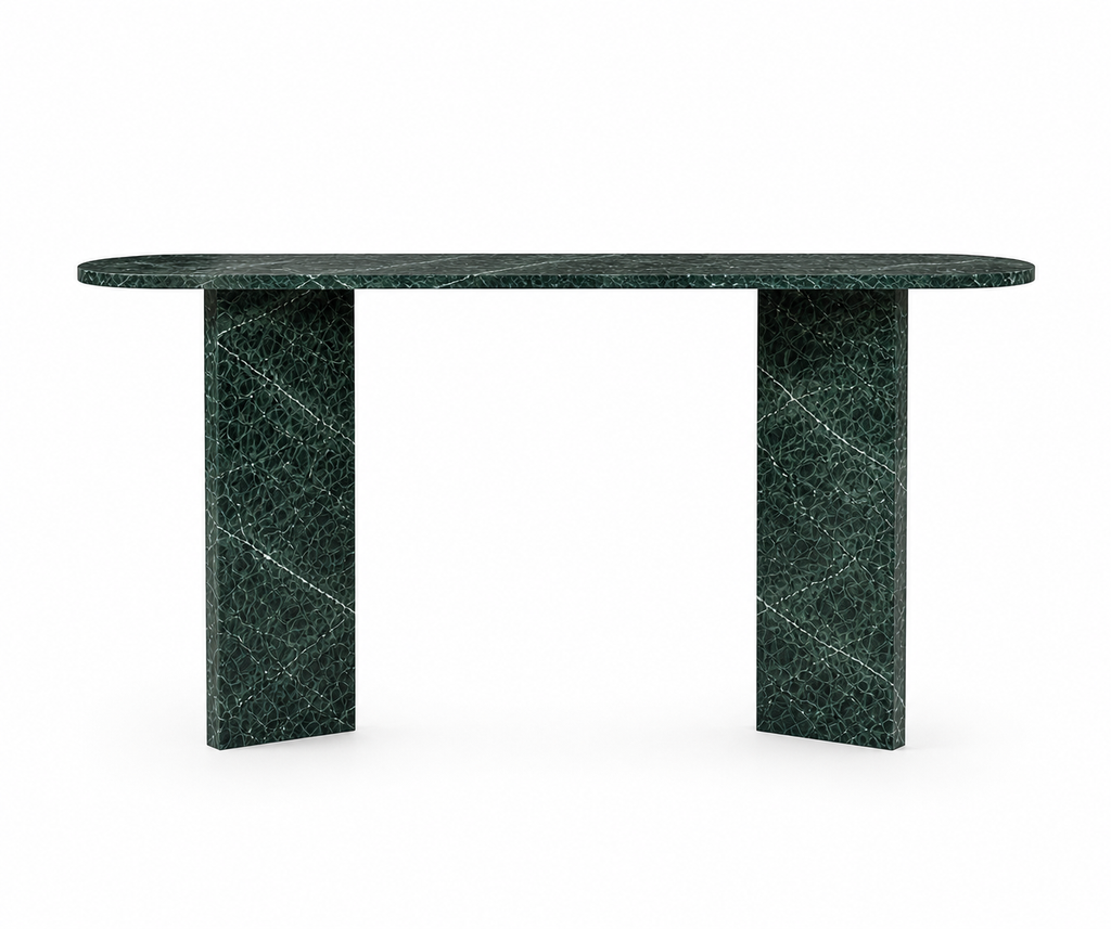 La Console d'Entrée Oblongue "Émeraude" en Marbre Vert Guatemala