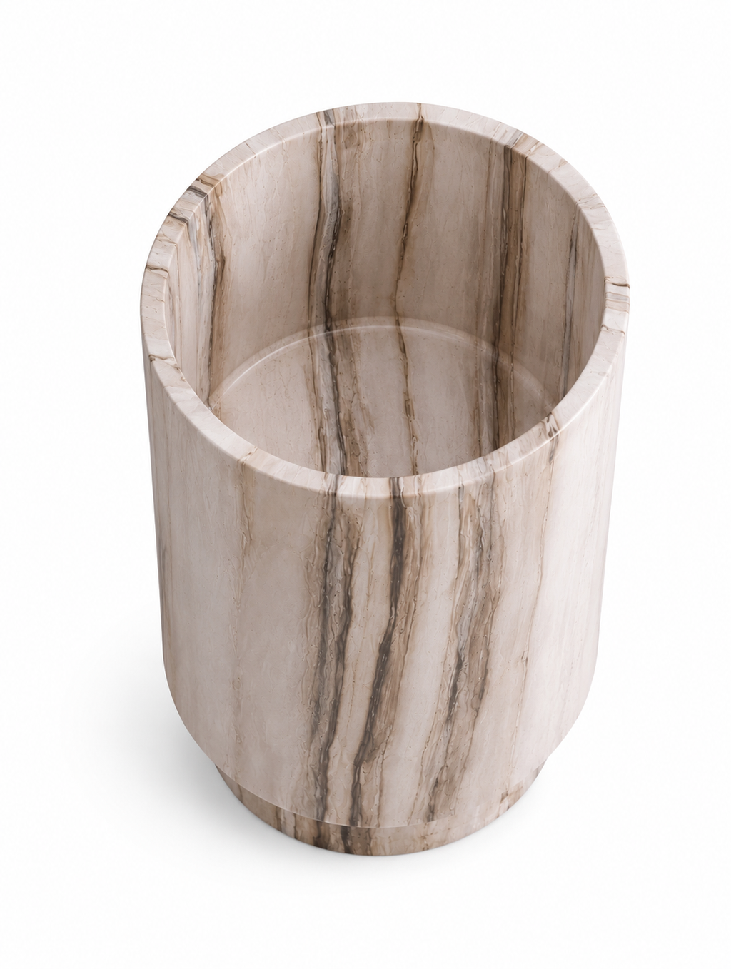 Le Lavabo Totem Cylindrique "Source" en Marbre Daino Reale