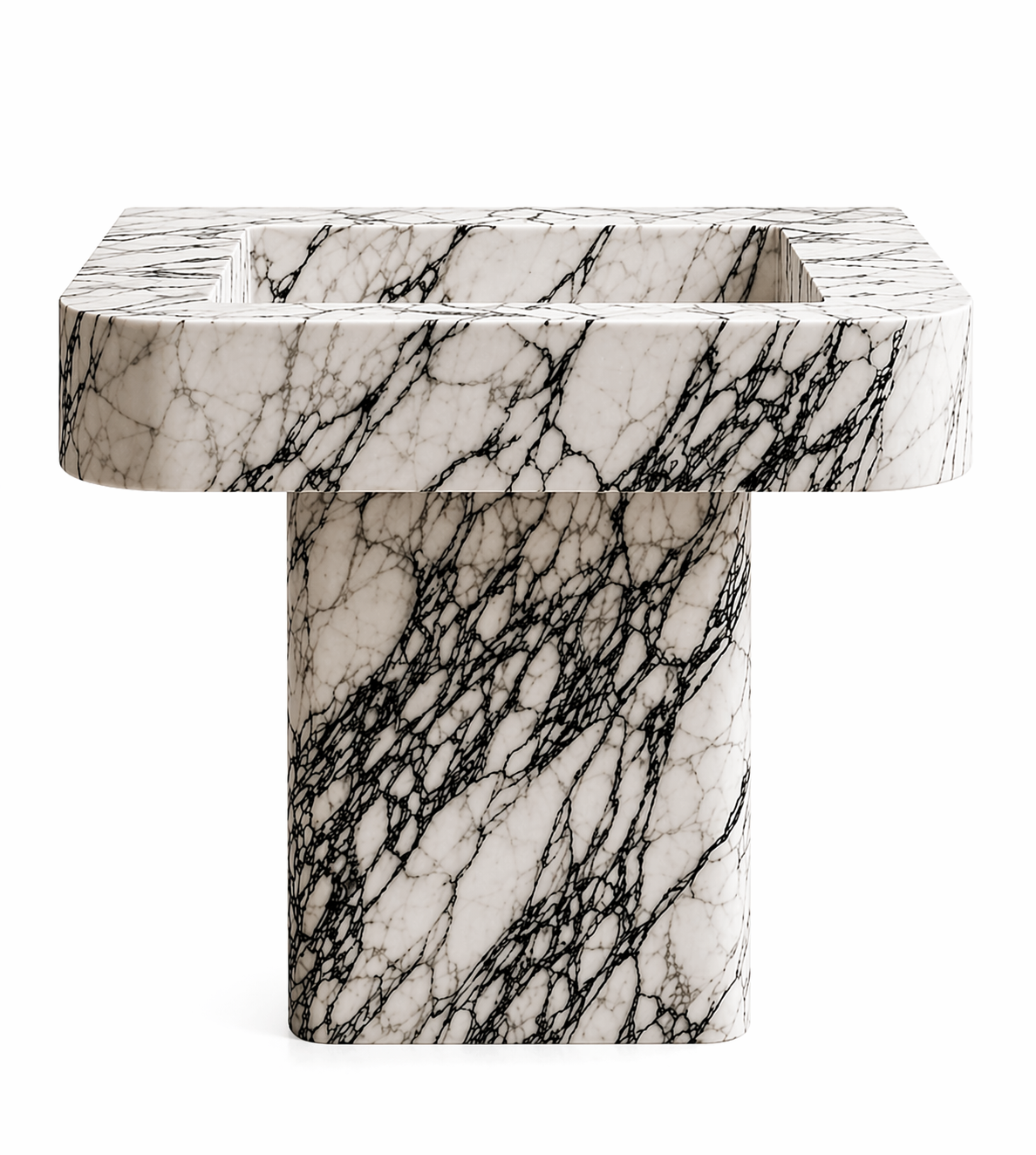 Le Lavabo Totem "Atrium" en Marbre Arabescato Corchia