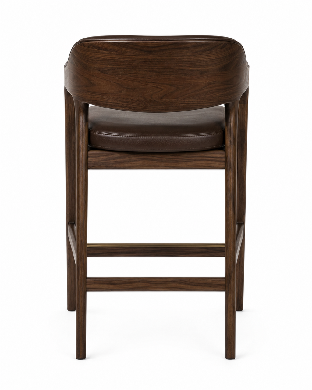 Le Tabouret de Bar "Club" en Noyer et Cuir Brun