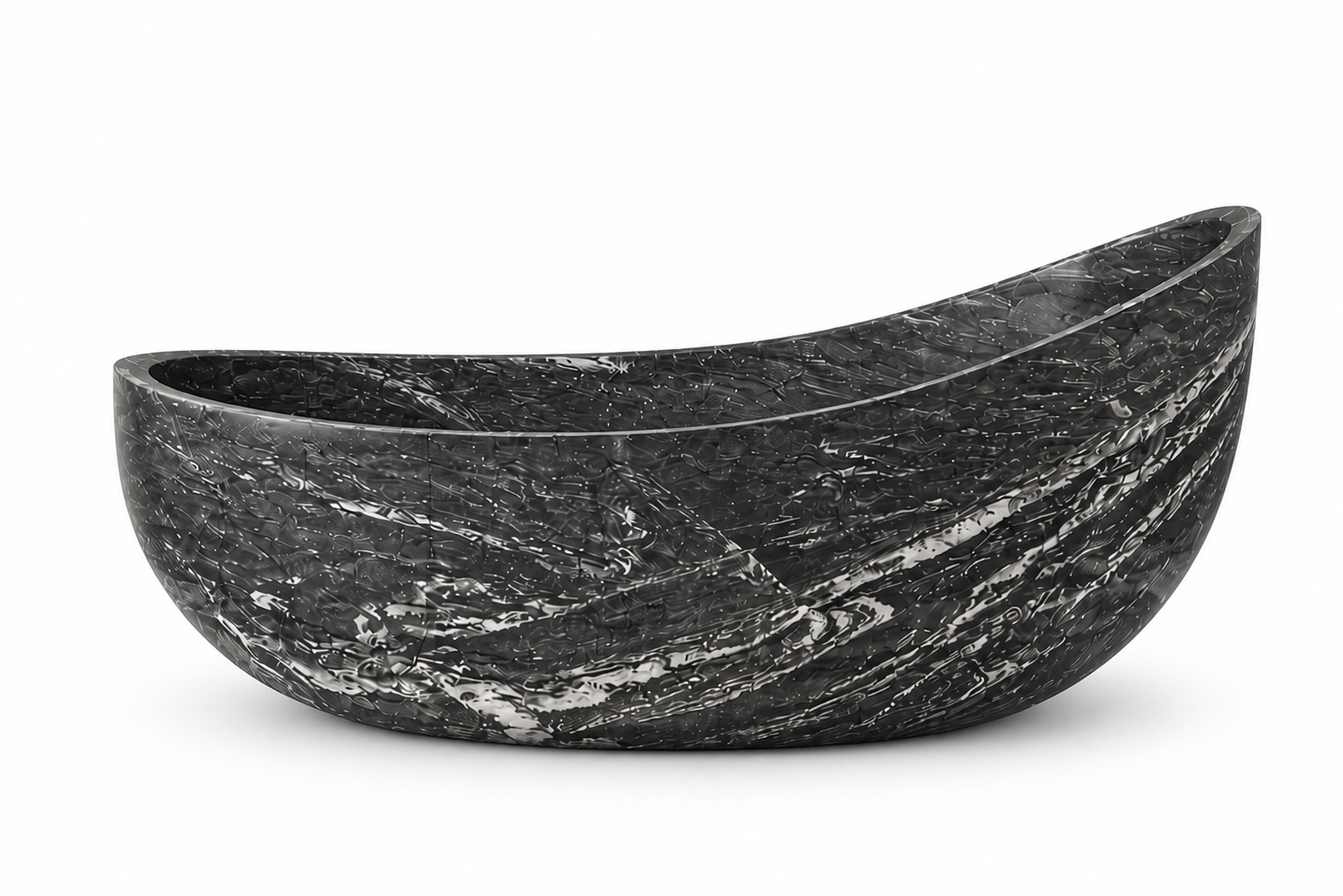La Baignoire Îlot Monolithe Organique "Crescent" en Quartzite Charcoal