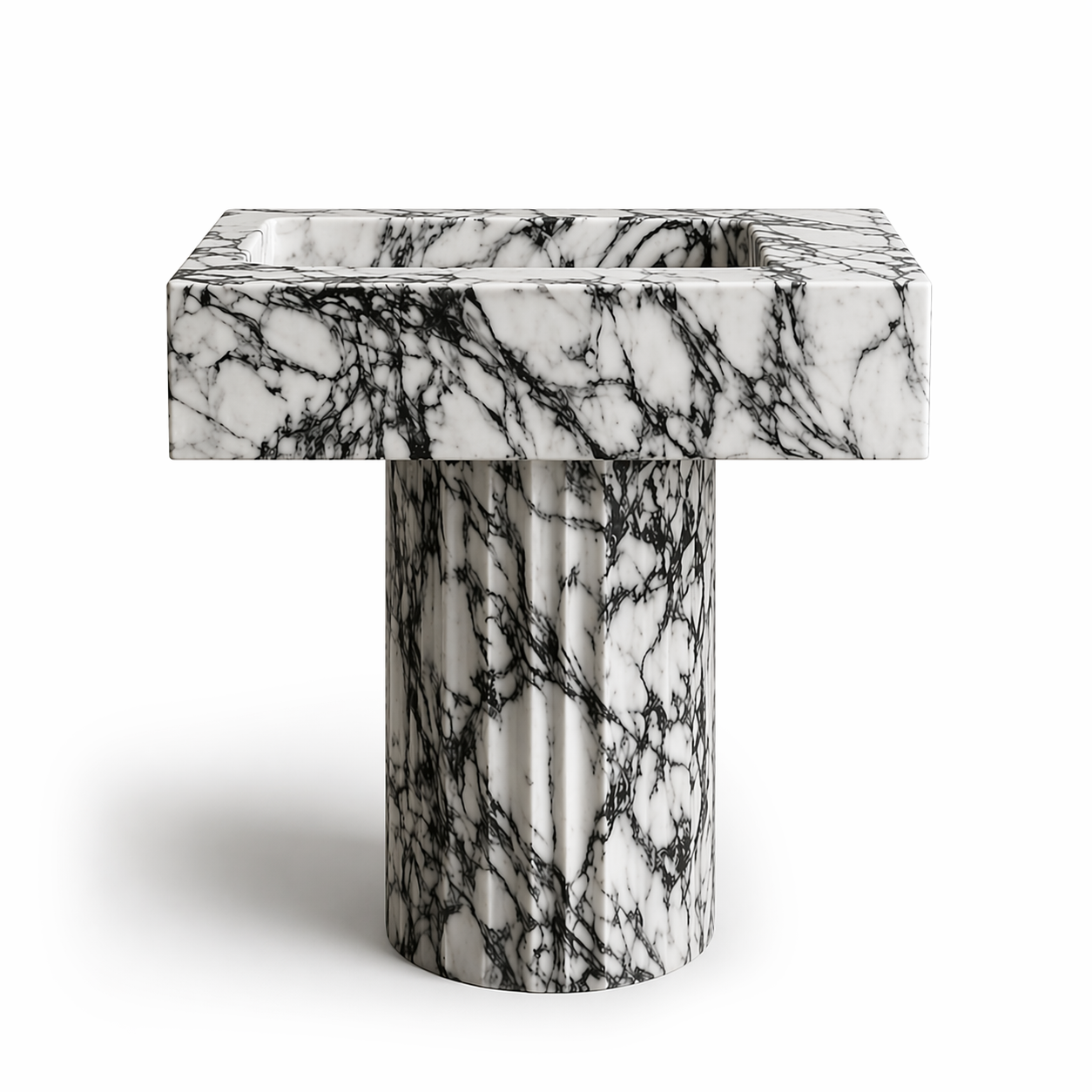 Le Lavabo Totem à Colonne Cannelée "Doric" en Marbre Arabescato
