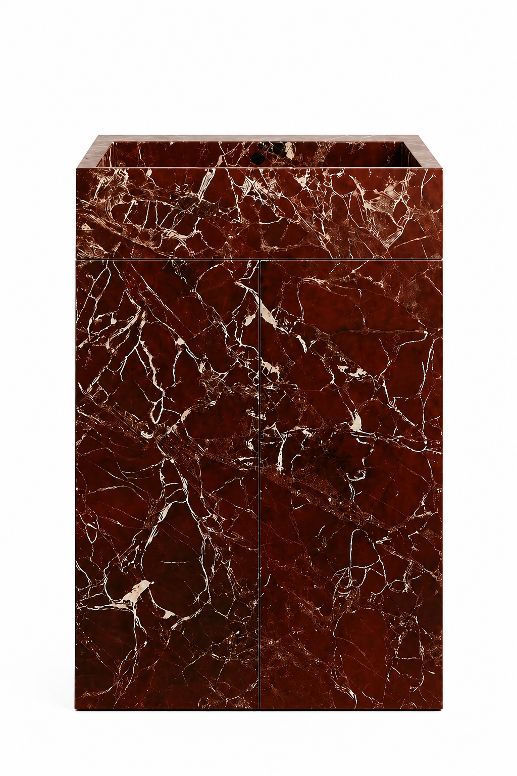 Le Meuble Vasque Monolithe Totem "Palazzo" en Marbre Rouge Levanto