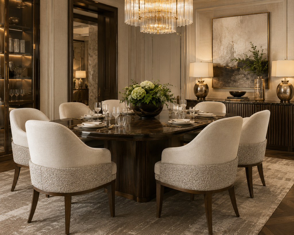 Le Fauteuil Bridge de Repas Organique "Couture" en Noyer et Laine Bouclée