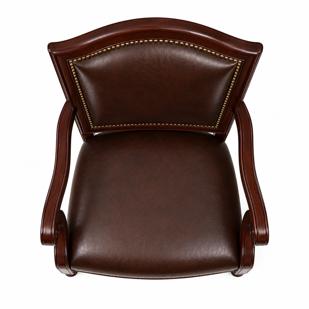 Le Fauteuil Directeur Classique "Régence" en Acajou et Cuir Clouté