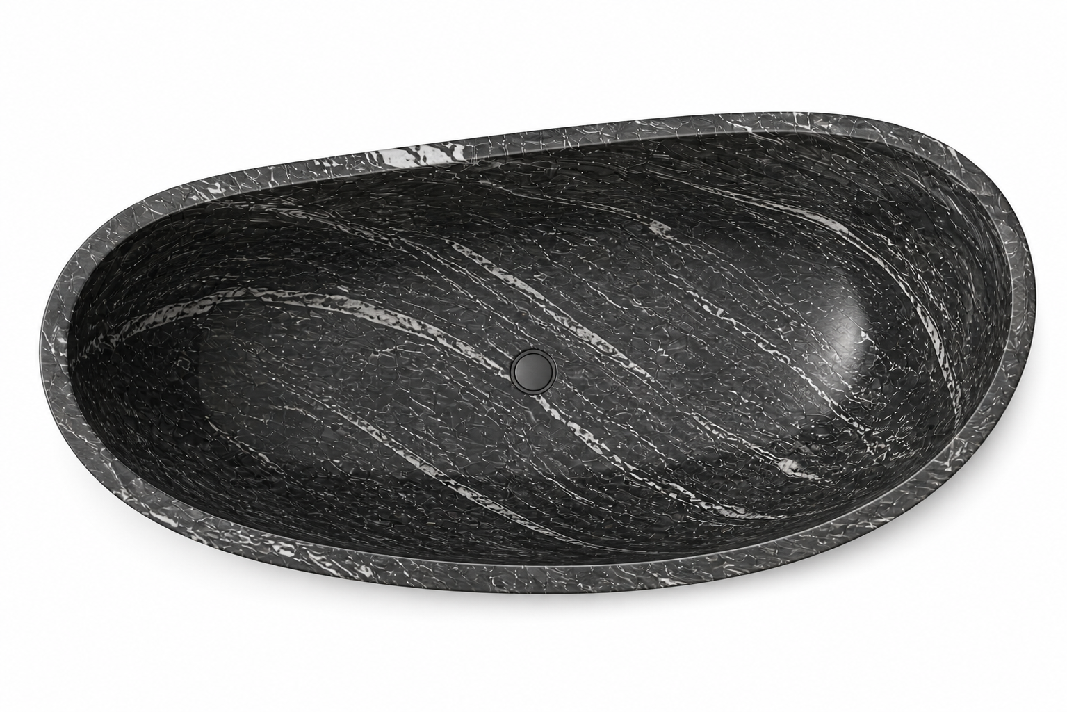 La Baignoire Îlot Monolithe Organique "Crescent" en Quartzite Charcoal