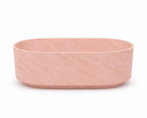 La Baignoire Îlot Monolithe Oblongue "Aura" en Marbre Rose de Portugal
