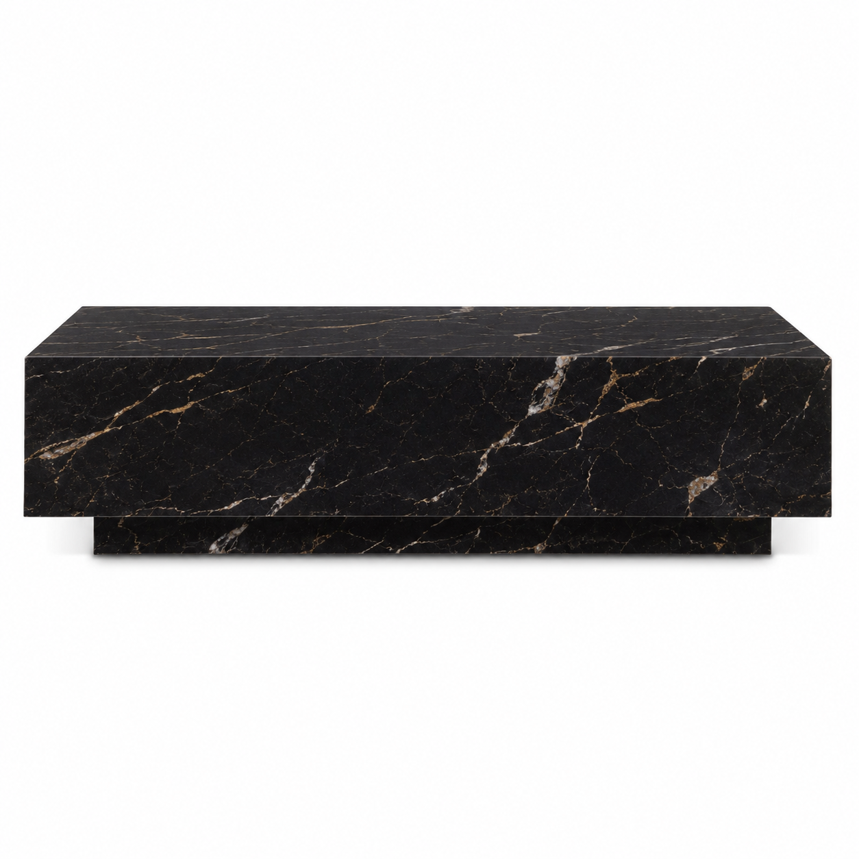 La Table Basse Monolithe Plinthe "St. Laurent" en Marbre Noir et Or