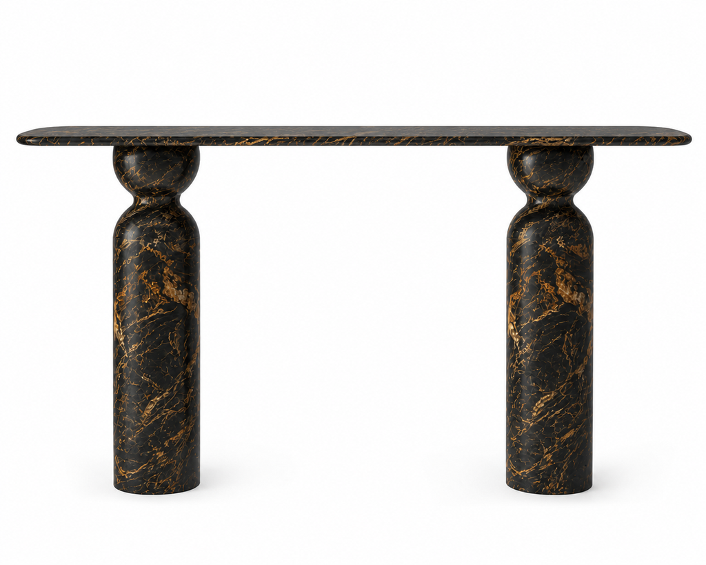 La Console d'Entrée Oblongue "Cariatide" en Marbre Noir Saint-Laurent
