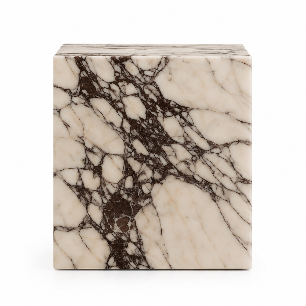 Le Cube Monolithe "Prisme" en Marbre Calacatta Viola