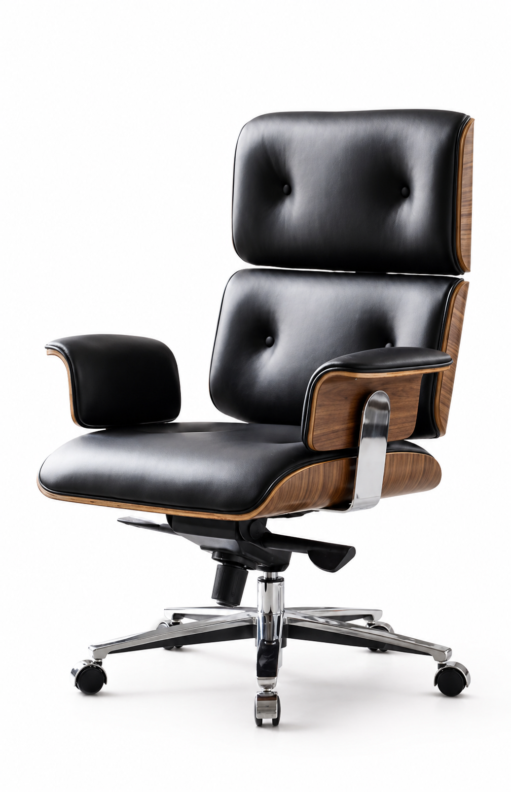 Le Fauteuil de Bureau de Direction Exécutif "Héritage" en Noyer et Cuir Noir