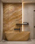 La Baignoire Îlot Monolithe Oblongue "Sirocco" en Quartzite Giallo Macaubas