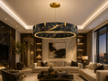 Le Lustre Couronne Monumental "Orbite" en Marbre Noir Saint-Laurent et Laiton