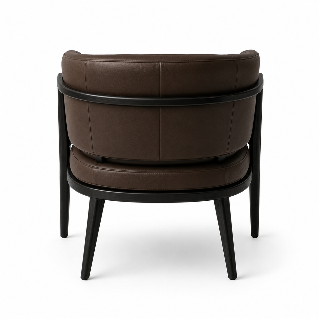 Le Fauteuil Bridge Lounge Épousant "Club" en Cuir Chocolat et Structure Noire