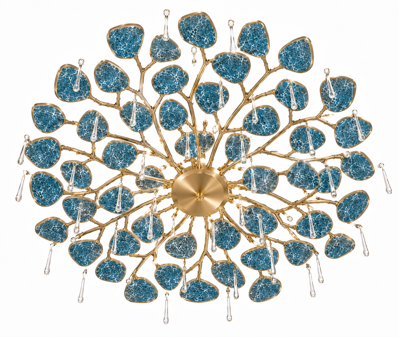 Le Lustre Monumental "Constellation" en Sodalite Bleue et Laiton Doré