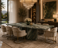 La Table de Repas Rectangulaire Cannelée "Olympe" en Marbre Vert Alpine
