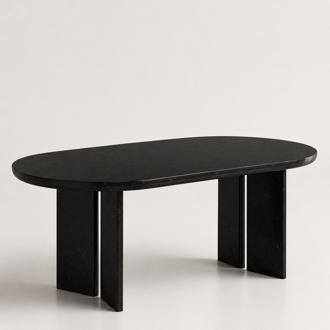 La Table de Repas Oblongue "Monolithe" en Marbre Noir Marquina
