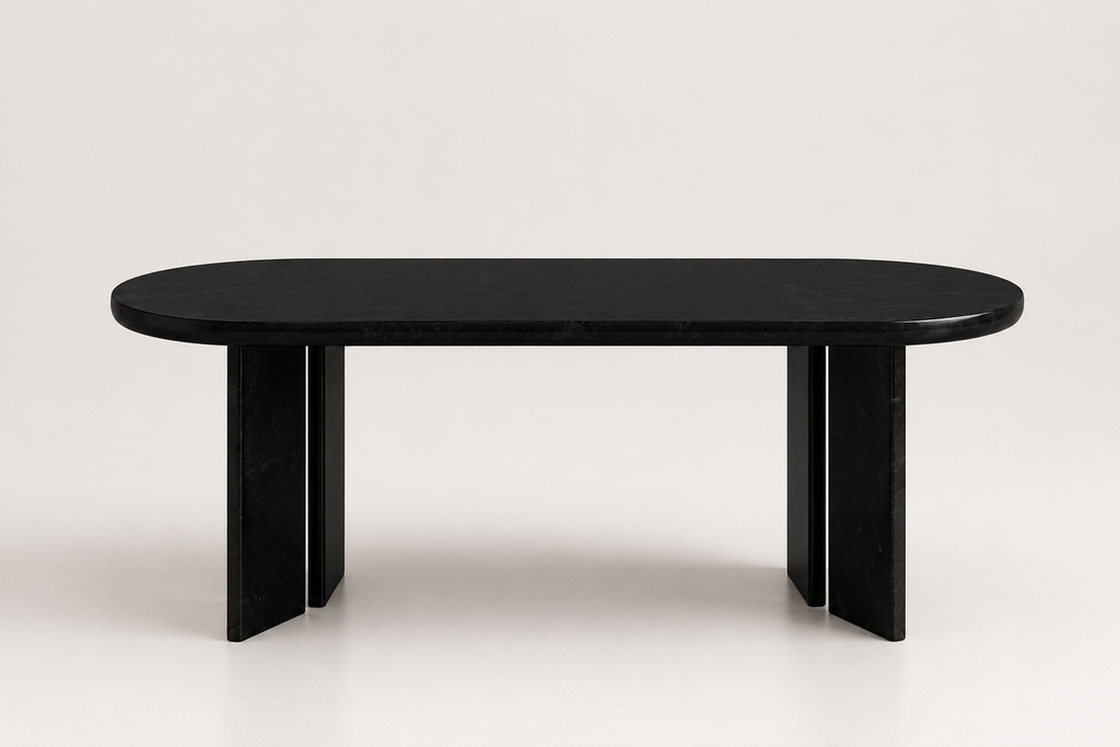 La Table de Repas Oblongue "Monolithe" en Marbre Noir Marquina