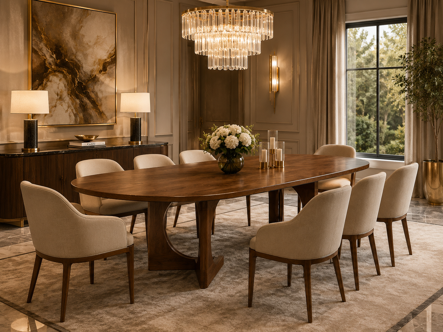 La Table à manger "Orbite" en Noyer Massif