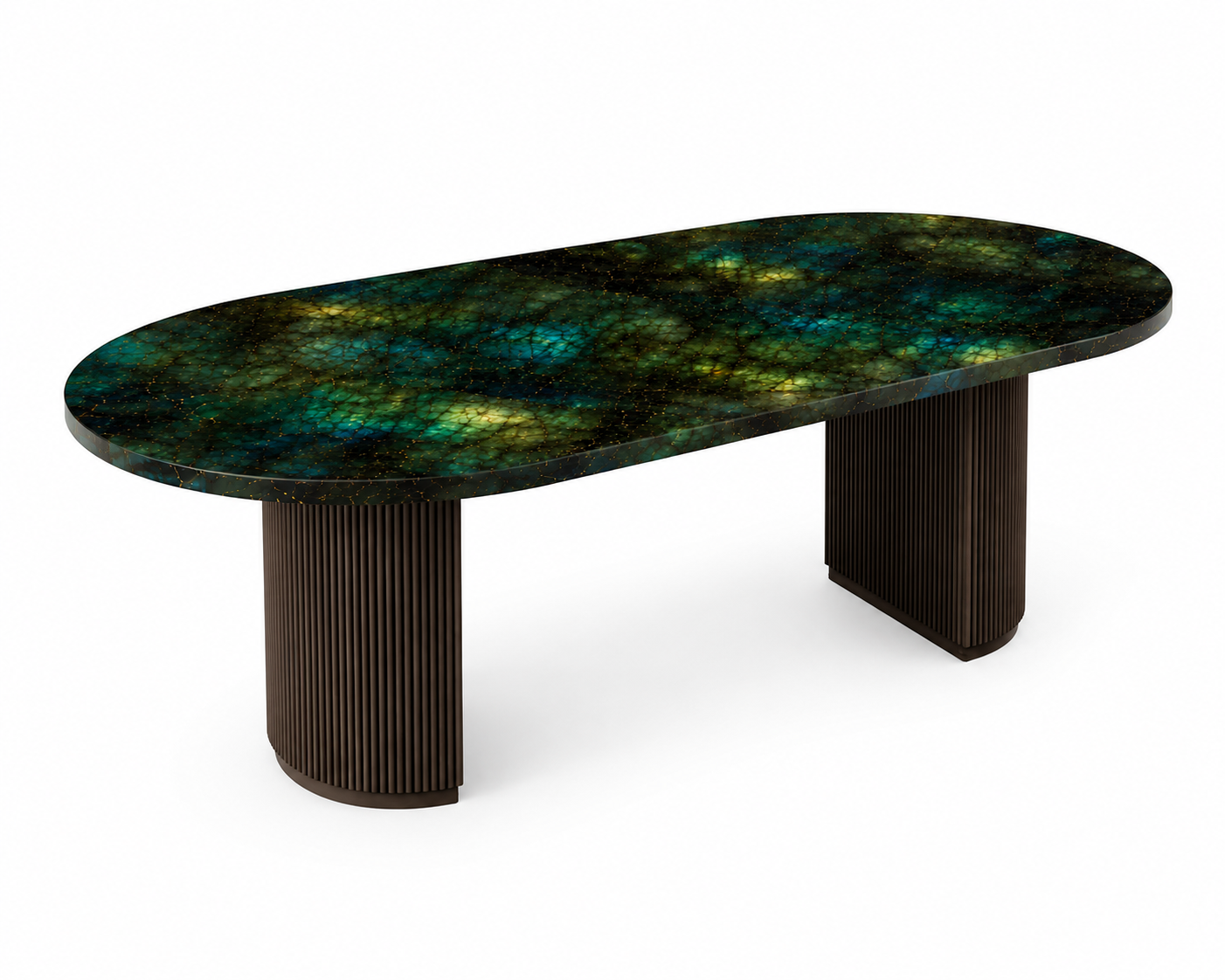 La Table de Repas Oblongue "Aurore" en Labradorite Lemurian