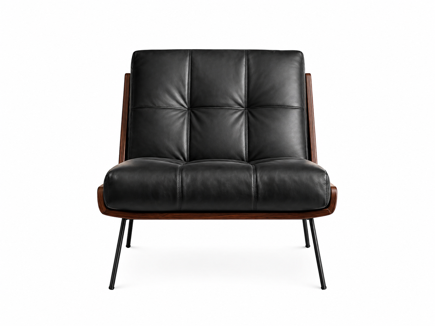 Le Fauteuil Lounge "Profil" en Cuir Noir et Palissandre