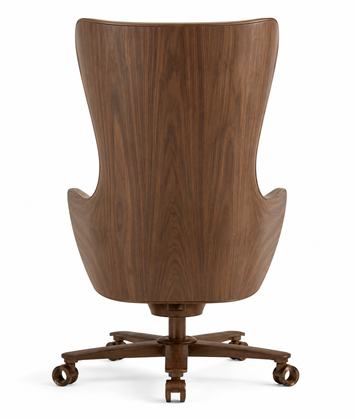 La Chaise de Direction Haut Dossier "Monarque" en Cuir Mastic et Noyer
