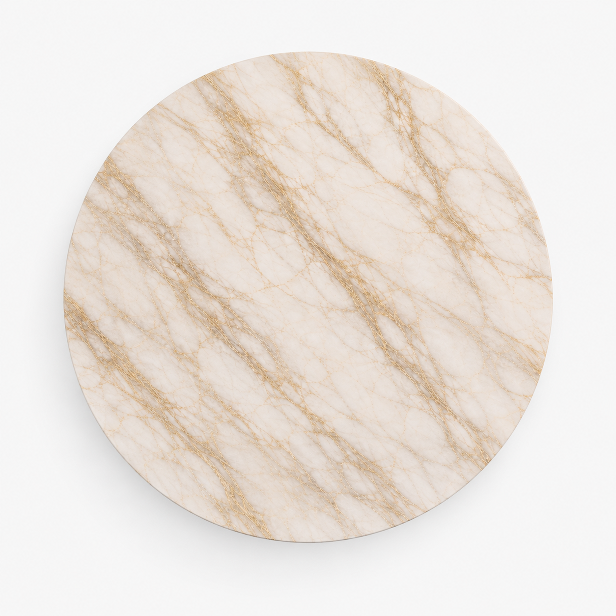 La Table Basse Circulaire Cannelée "Tambour" en Marbre Crème