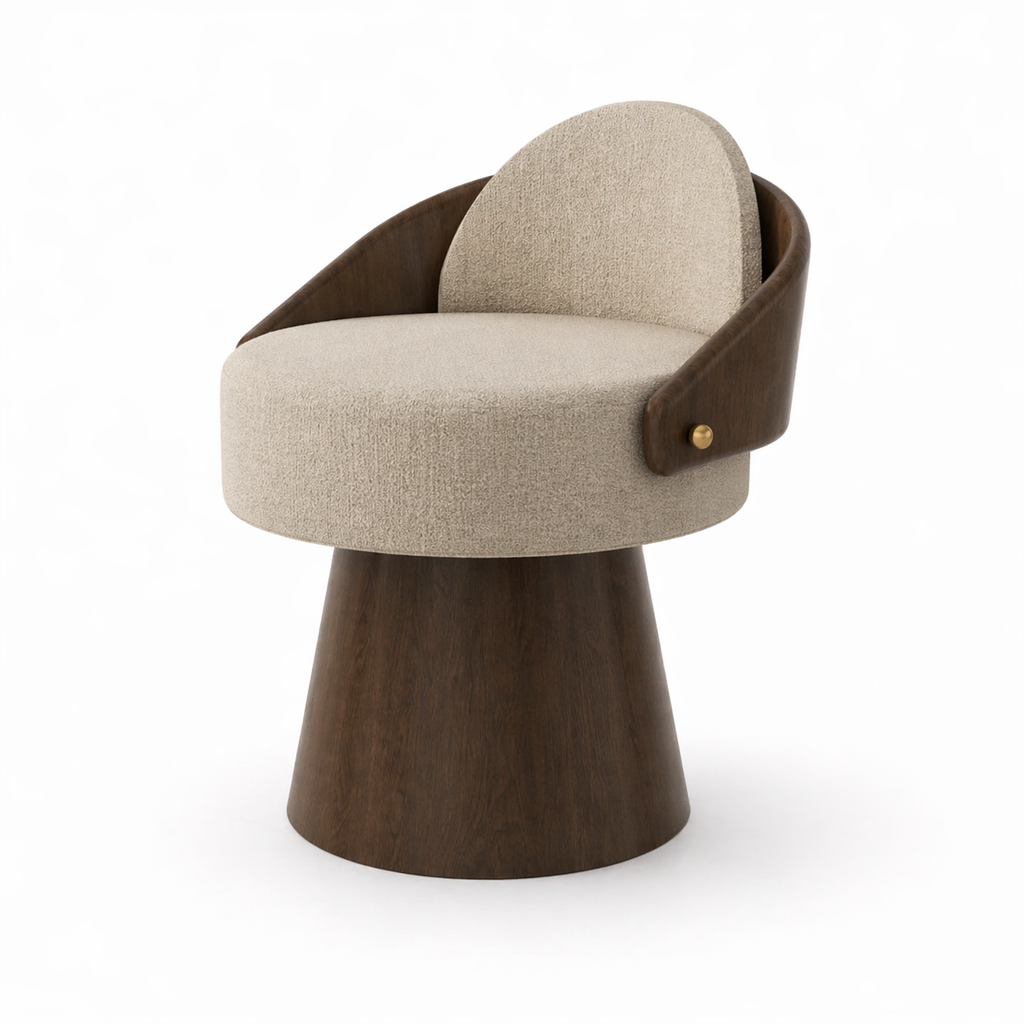La Chaise "Totem" en Noyer et Bouclé