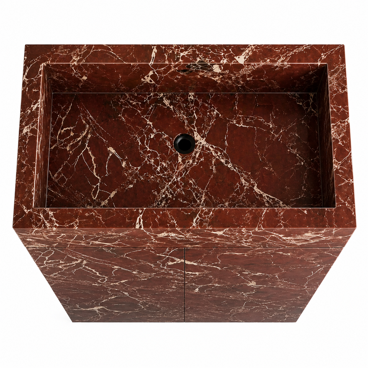 Le Meuble Vasque Monolithe Totem "Palazzo" en Marbre Rouge Levanto