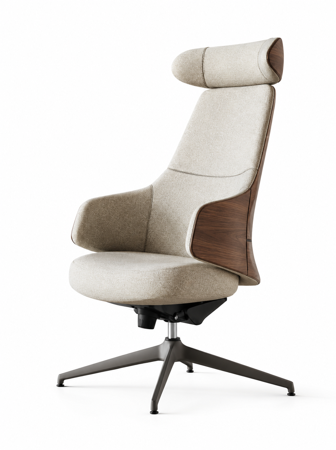 La Chaise de Direction "Consulat" en Laine Bouclée et Noyer Galbé