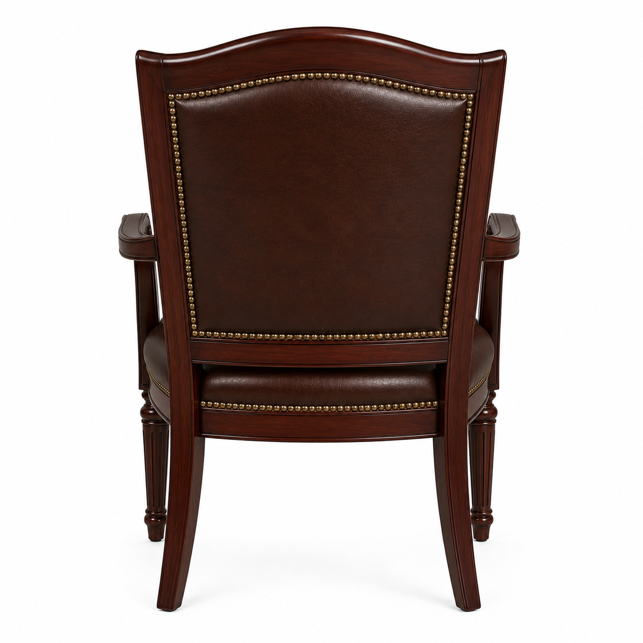 Le Fauteuil Directeur Classique "Régence" en Acajou et Cuir Clouté