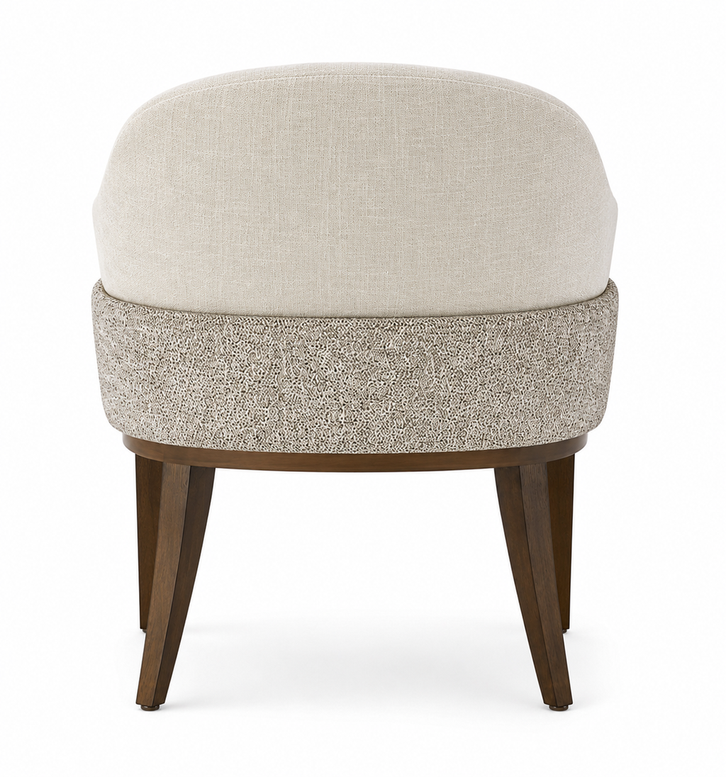 Le Fauteuil Bridge de Repas Organique "Couture" en Noyer et Laine Bouclée