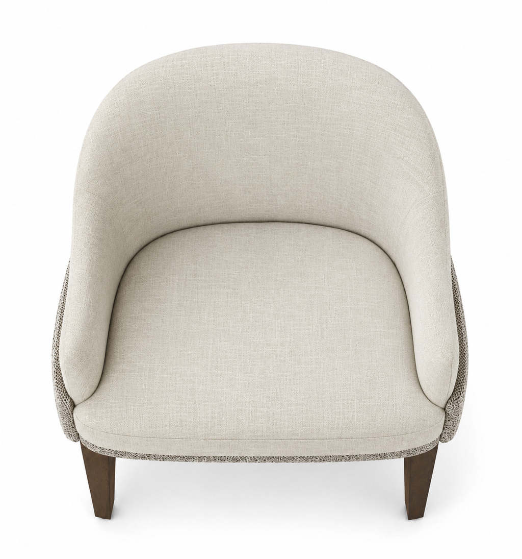 Le Fauteuil Bridge de Repas Organique "Couture" en Noyer et Laine Bouclée