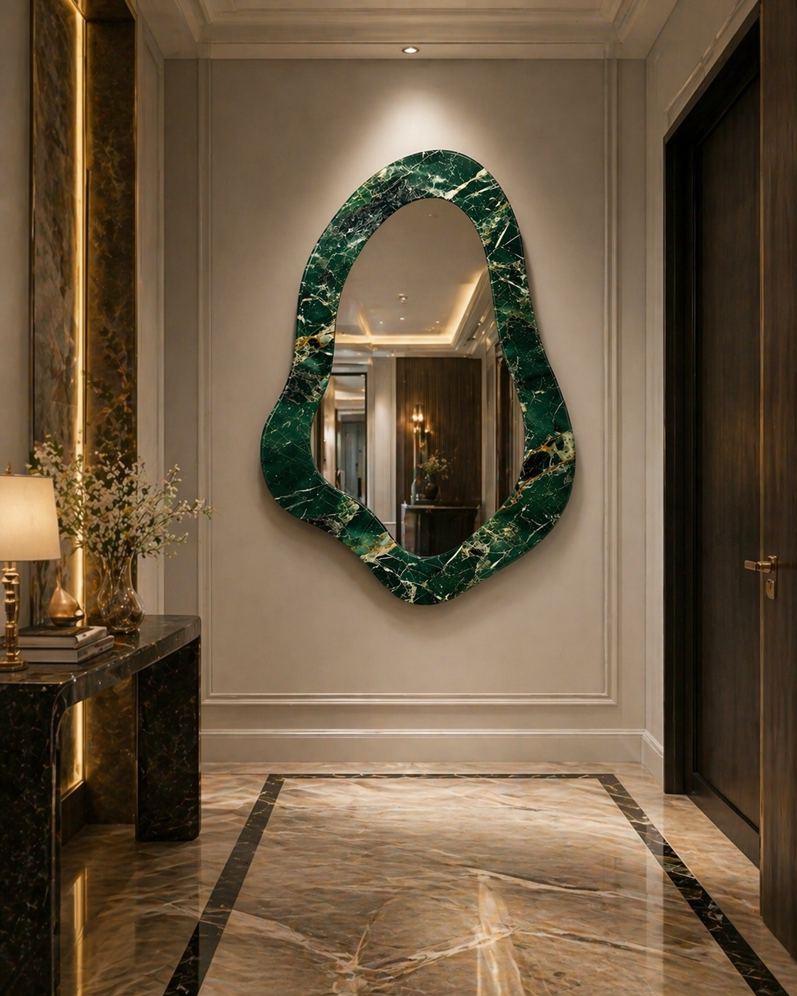 Le Miroir "Nymphe" en Jade Alpin