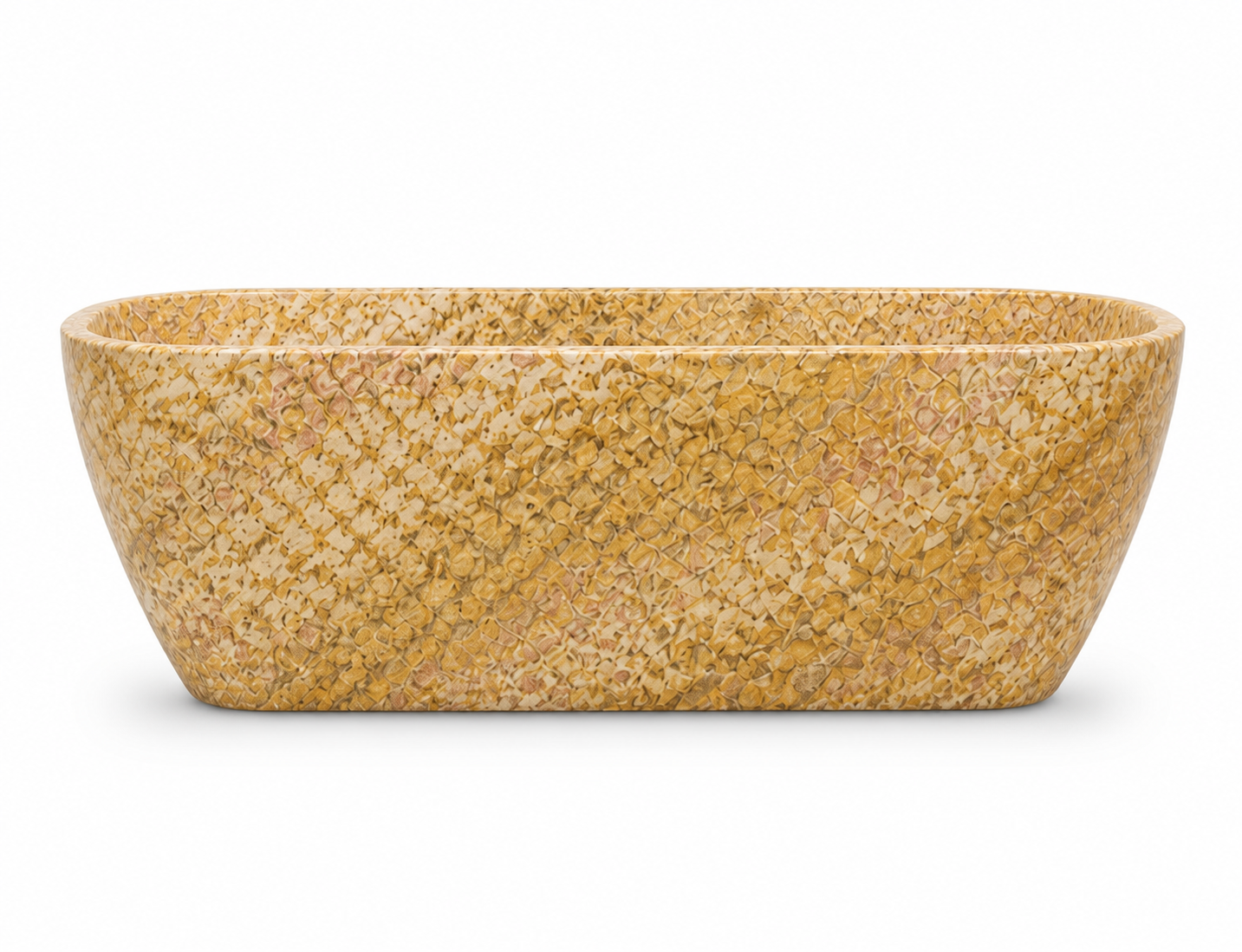 La Baignoire Îlot Monolithe Oblongue "Sirocco" en Quartzite Giallo Macaubas