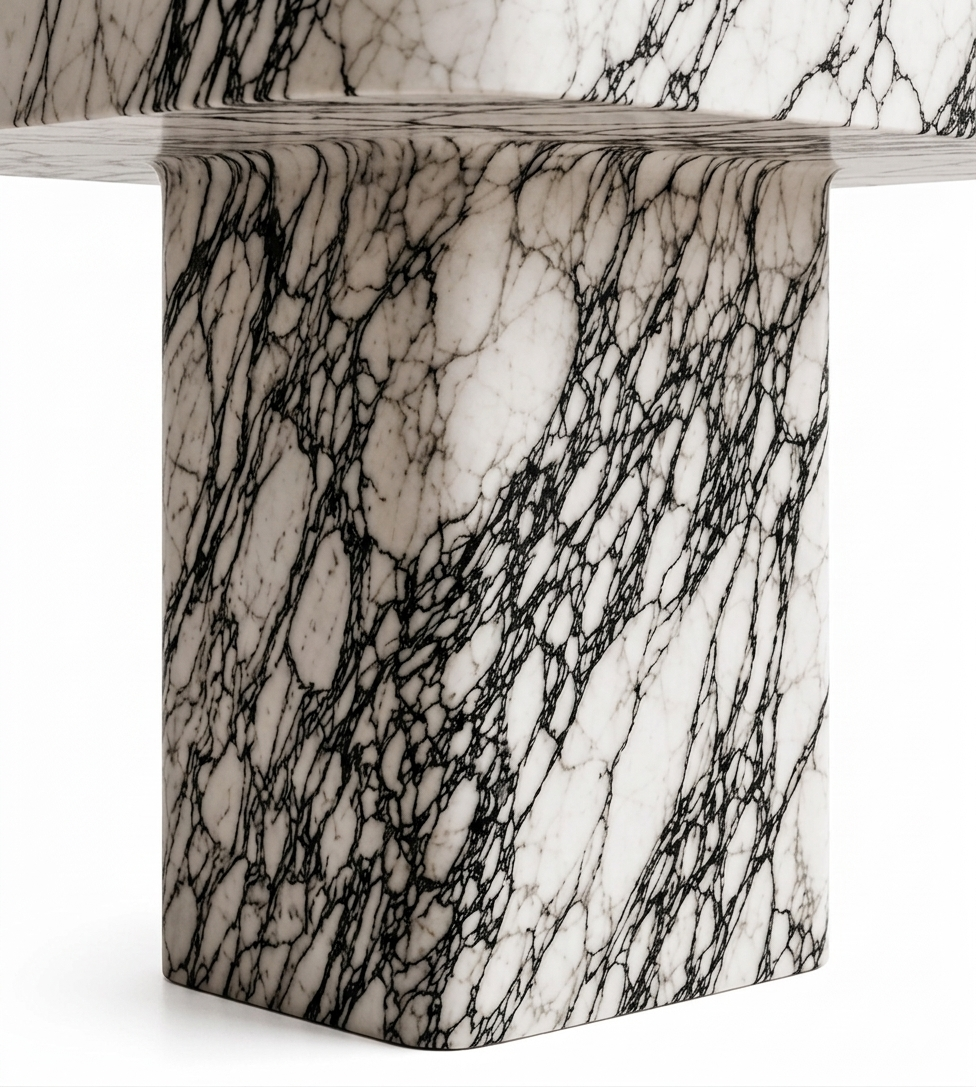 Le Lavabo Totem "Atrium" en Marbre Arabescato Corchia