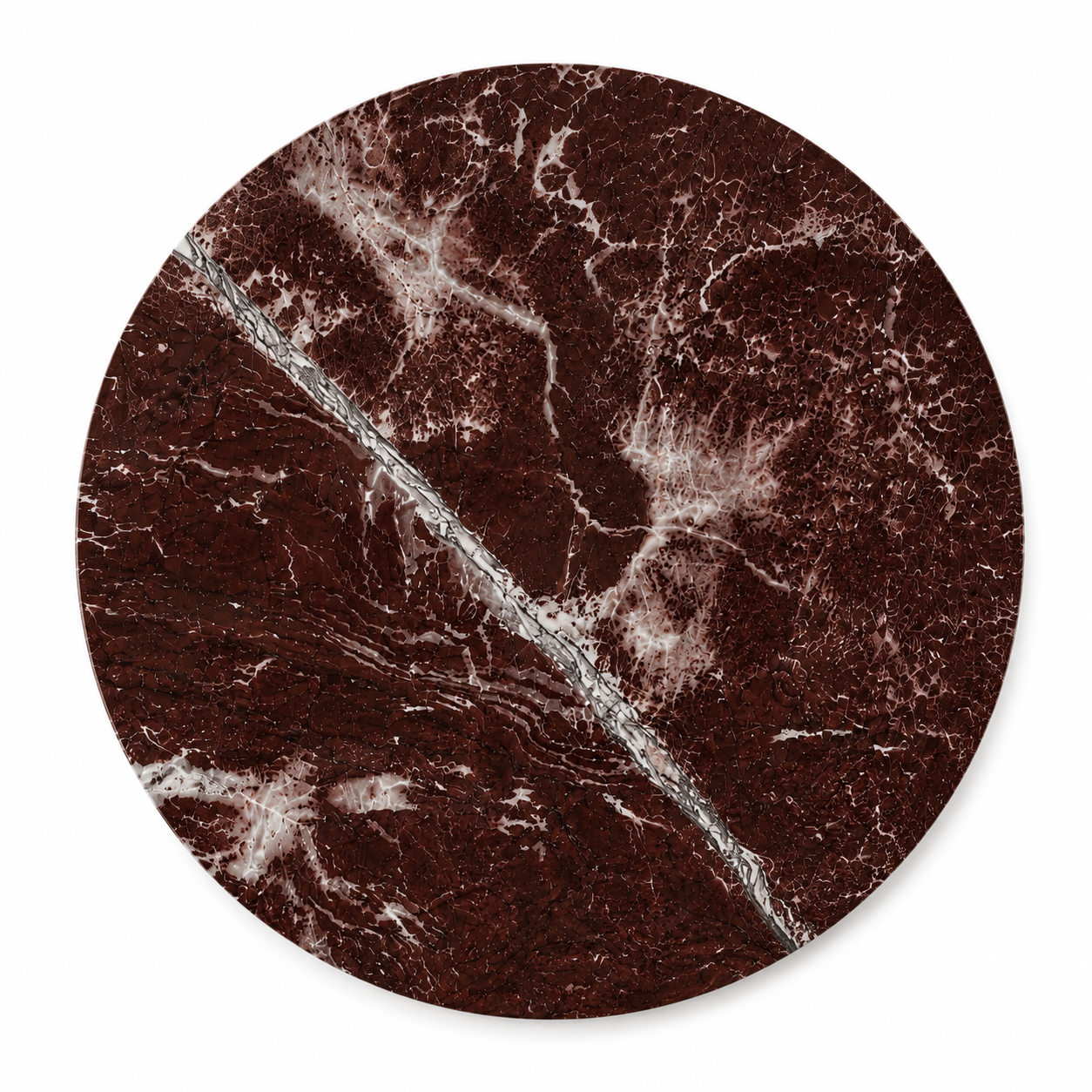 La Table à manger Circulaire "Palazzo" en Marbre Rosso Levanto et Noyer